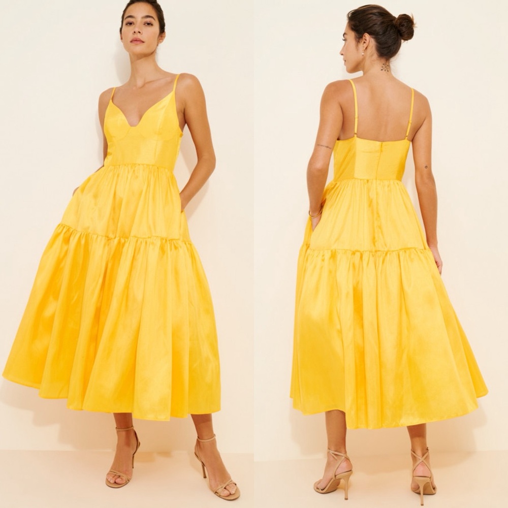 Anthropologie Hutch Atherton Midi Dress Yellow